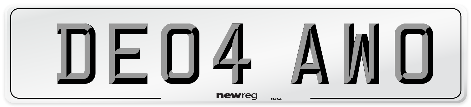 DE04 AWO Number Plate from New Reg